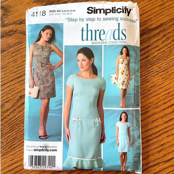 UNCUT 2010s Simplicity 4118 Sewing Pattern Womens XXS-M Petite Dress & Clutch - Picture 1 of 2